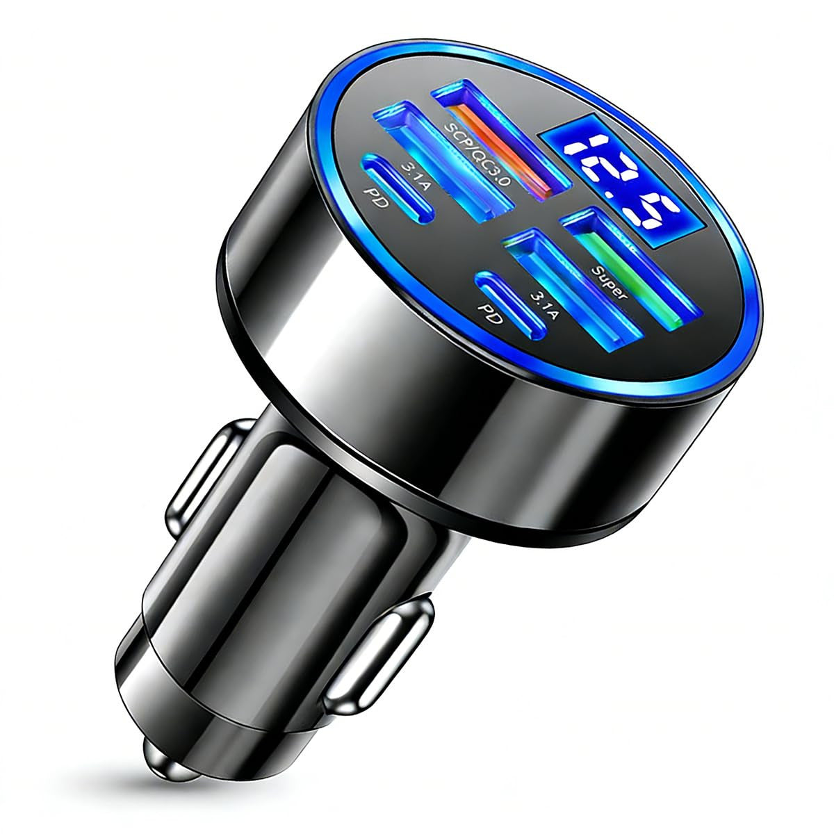 6 in 1 Fast Charging Car Charger with PD & QC 3.0 USB Ports