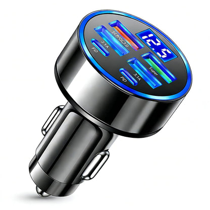 6 in 1 Fast Charging Car Charger with PD & QC 3.0 USB Ports