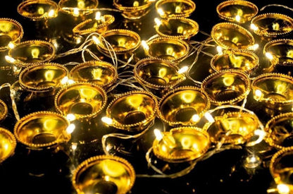 Premium Golden LED Diya String – 1 Wire with 10 Connected Diya