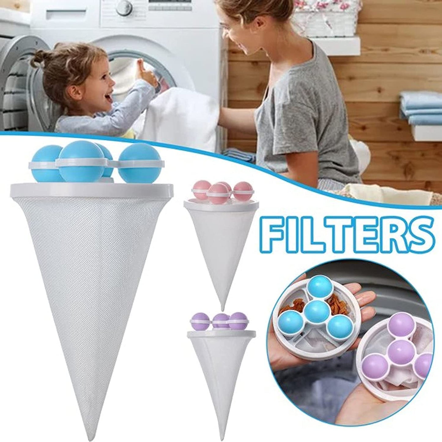 Washing Machine Floating Lint Mesh Bag Net Hair Filter Remover