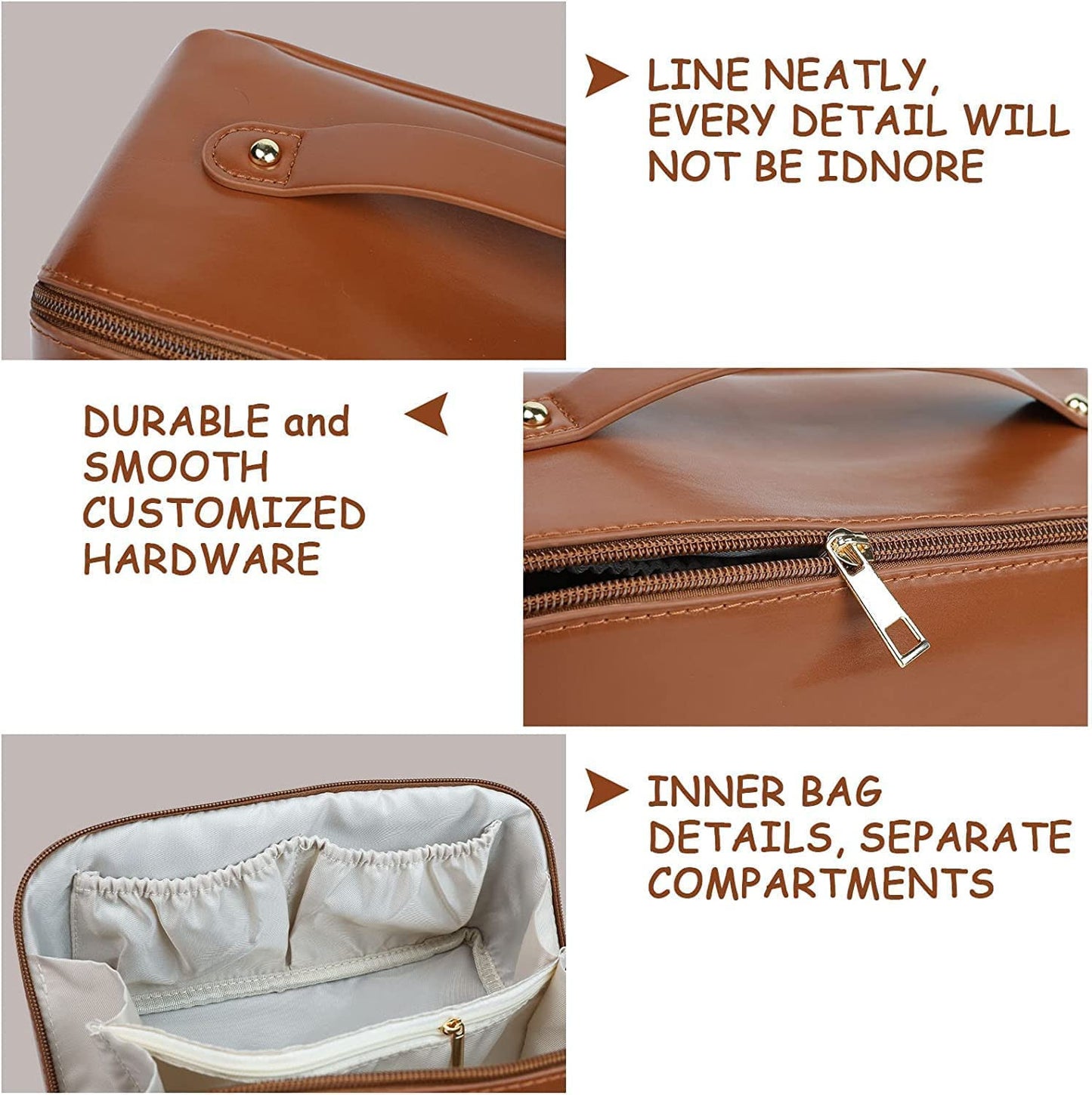 Luxury Leather Cosmetic Bag Travel Makeup Pouch