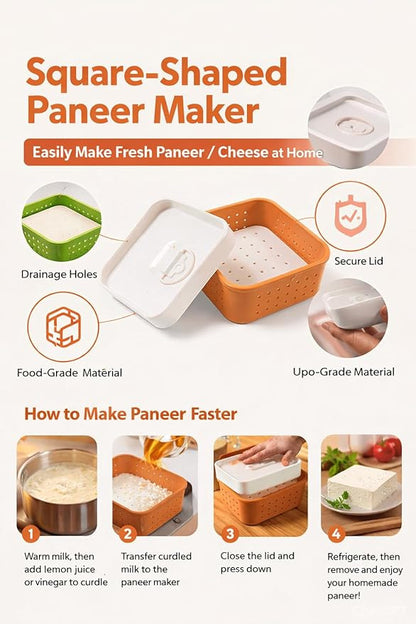 Paneer Maker Box with Strainer – Homemade Cheese Press Container for Kitchen