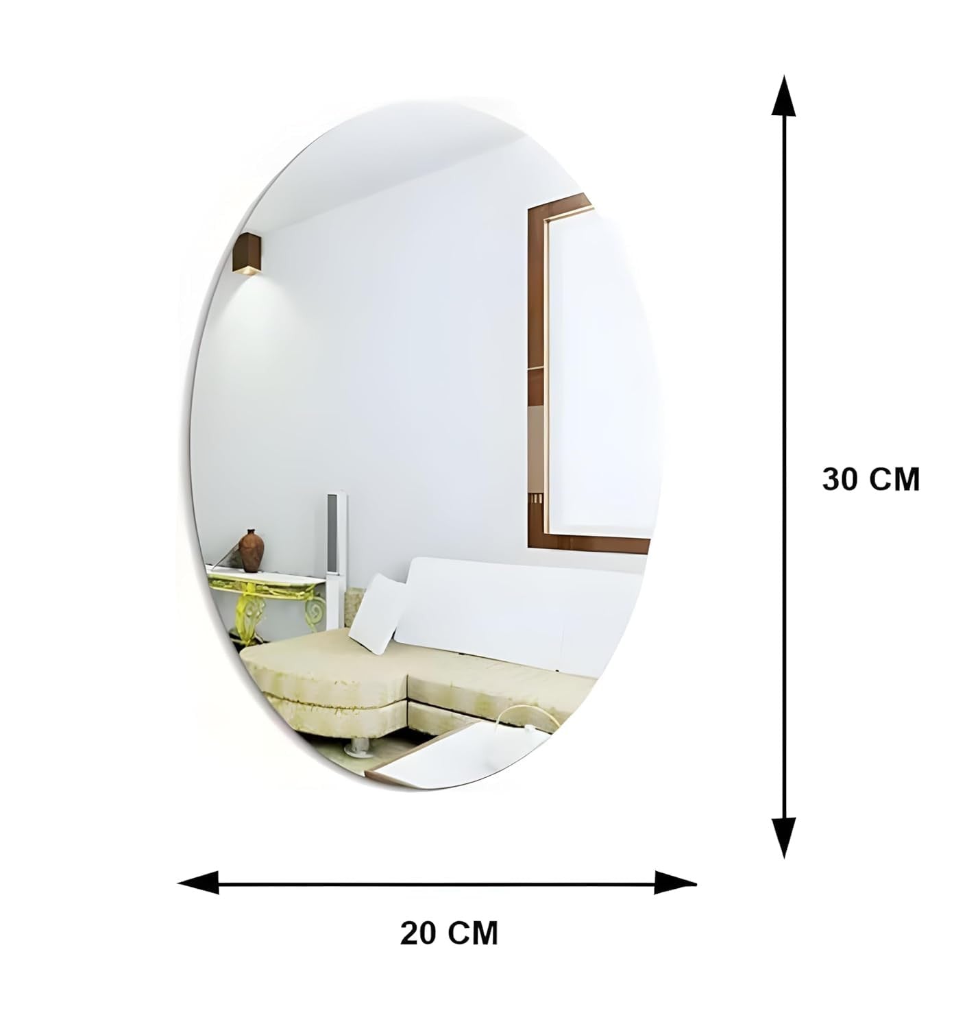 Oval Shape Self-Adhesive Sticker Mirror (20x30 cm) | Flexible Acrylic Wall Mirror for Home Decor