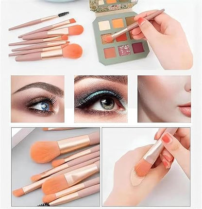 8 PCS Makeup Brush Set with Bag | Soft Professional Cosmetic Brushes for Face & Eye Makeup
