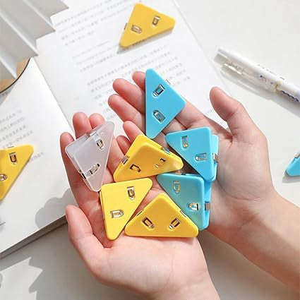 Corner Paper Clip 2Pcs | Cute Triangle Page Marker Clip For Books & Documents Online (Pack Of 2)