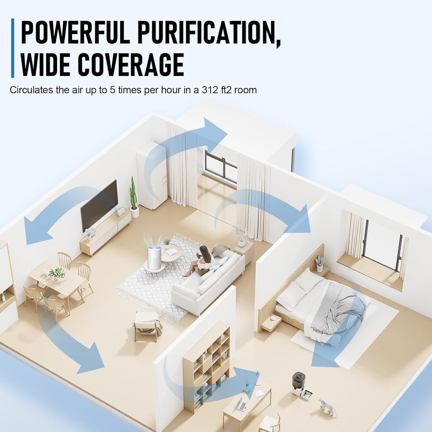 Portable Air Purifier with HEPA Filter | USB Rechargeable | Compact Desktop Air Cleaner for Home & Office