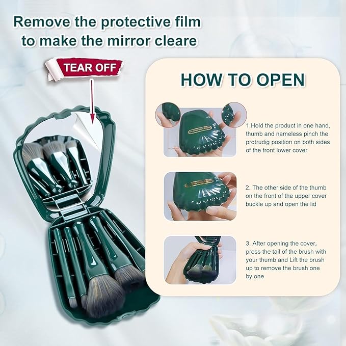 5-in-1 Portable Makeup Brush Set with Built-in Mirror – Travel-Friendly Multifunction Beauty Brush Kit