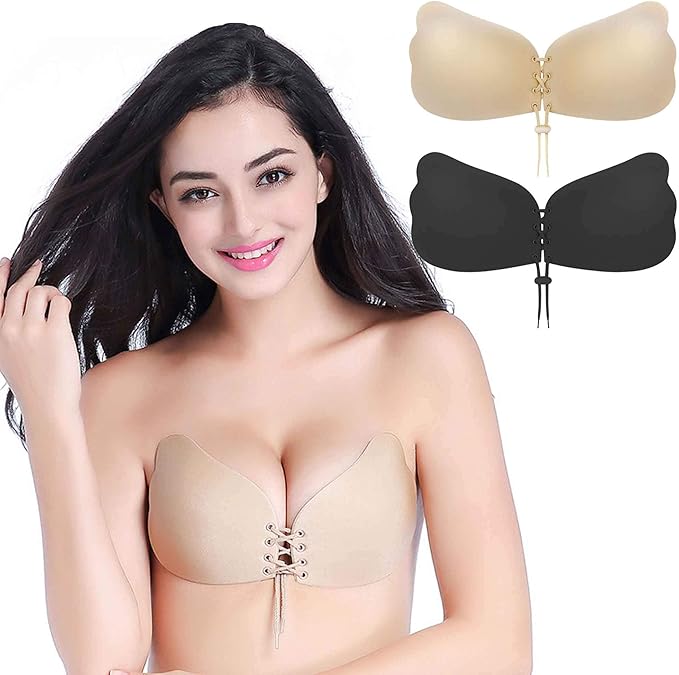 Invisible Backless Push-Up Bra with Drawstring | Self Adhesive Strapless Bra for Women