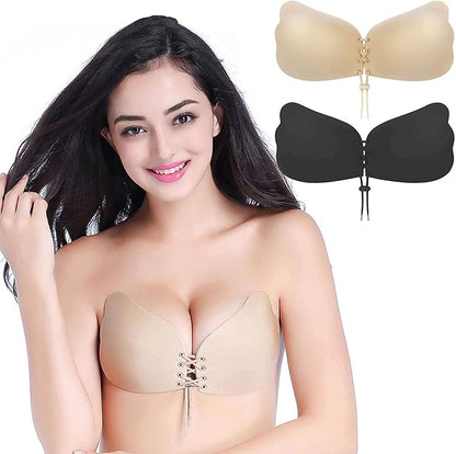 Invisible Backless Push-Up Bra with Drawstring | Self Adhesive Strapless Bra for Women