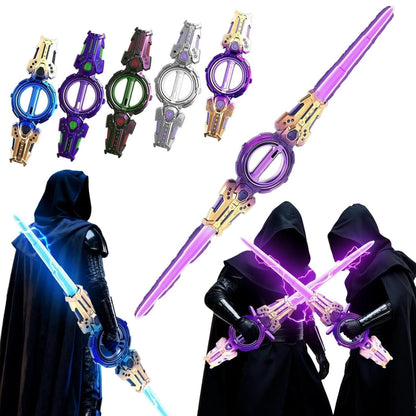 Fire Spiral LED Light Sword Toy for Kids | Double-Edged Rotating Action Sword with Sound & Lights