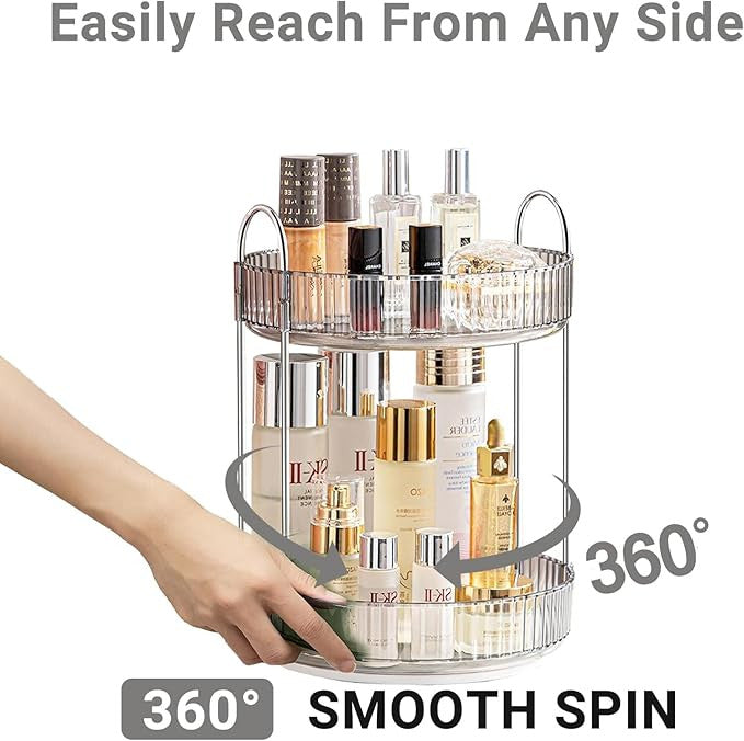 360° Rotating Makeup Organizer Box 2 Layer | Cosmetic Storage Organizer Stand