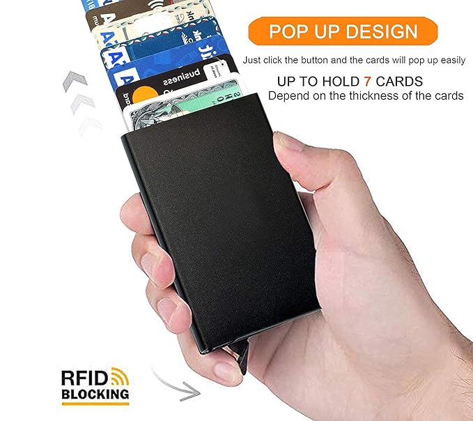 Premium Metal RFID Blocking Credit Card Holder | Slim Pop-Up Card Wallet | Debit/Credit Card Protector Case