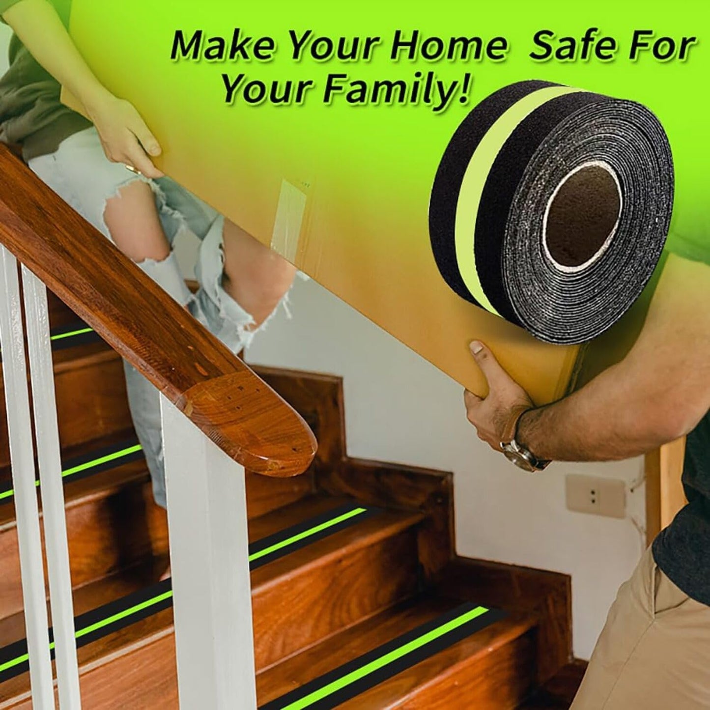 Anti Slip Glow Tape 5M x 5CM – Luminous Non Slip Safety Grip Tape for Stairs, Floors & Bathrooms