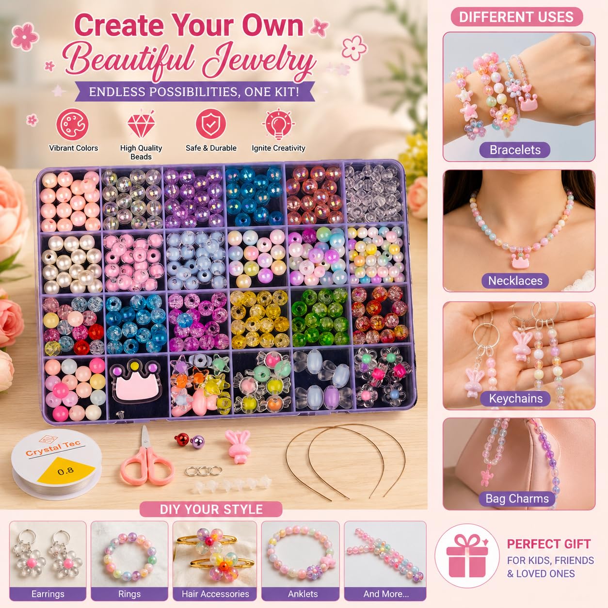 DIY Bracelet Making Kit with Alphabet Beads & Accessories