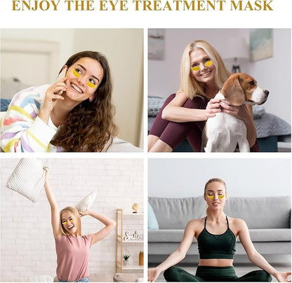 Under Eye Mask with 24K Gold – Hydrogel Eye Patches for Dark Circles, Puffiness & Wrinkles