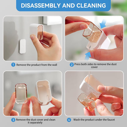 Toothbrush Holder with Dustproof Clear Window (Pack Of 4) | Wall Mounted Toothbrush Organizer for Bathroom