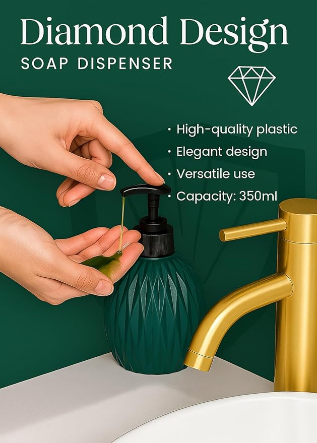 Diamond Textured Liquid Soap Dispenser Pump Bottle | Multipurpose Hand Wash, Soap, Lotion & Shampoo Dispenser for Bathroom & Kitchen Sink