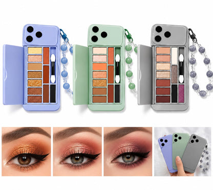 Cute Mini iPhone 17 Pro Makeup Style Eyeshadow Palette with Glitter & Matte Shades