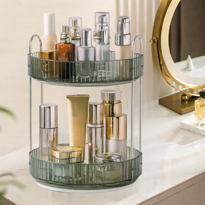 360° Rotating Makeup Organizer Box 2 Layer | Cosmetic Storage Organizer Stand