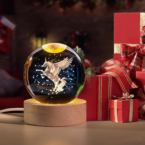 3D Galaxy Crystal Ball Night Lamp, Solar System Crystal Ball Night Light