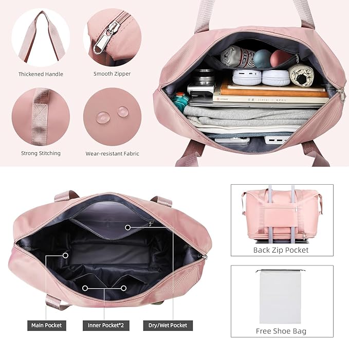 Stylish 2-Layer Duffel Trolley Bag with Wheels | Foldable Travel Luggage Bag for Men & Women