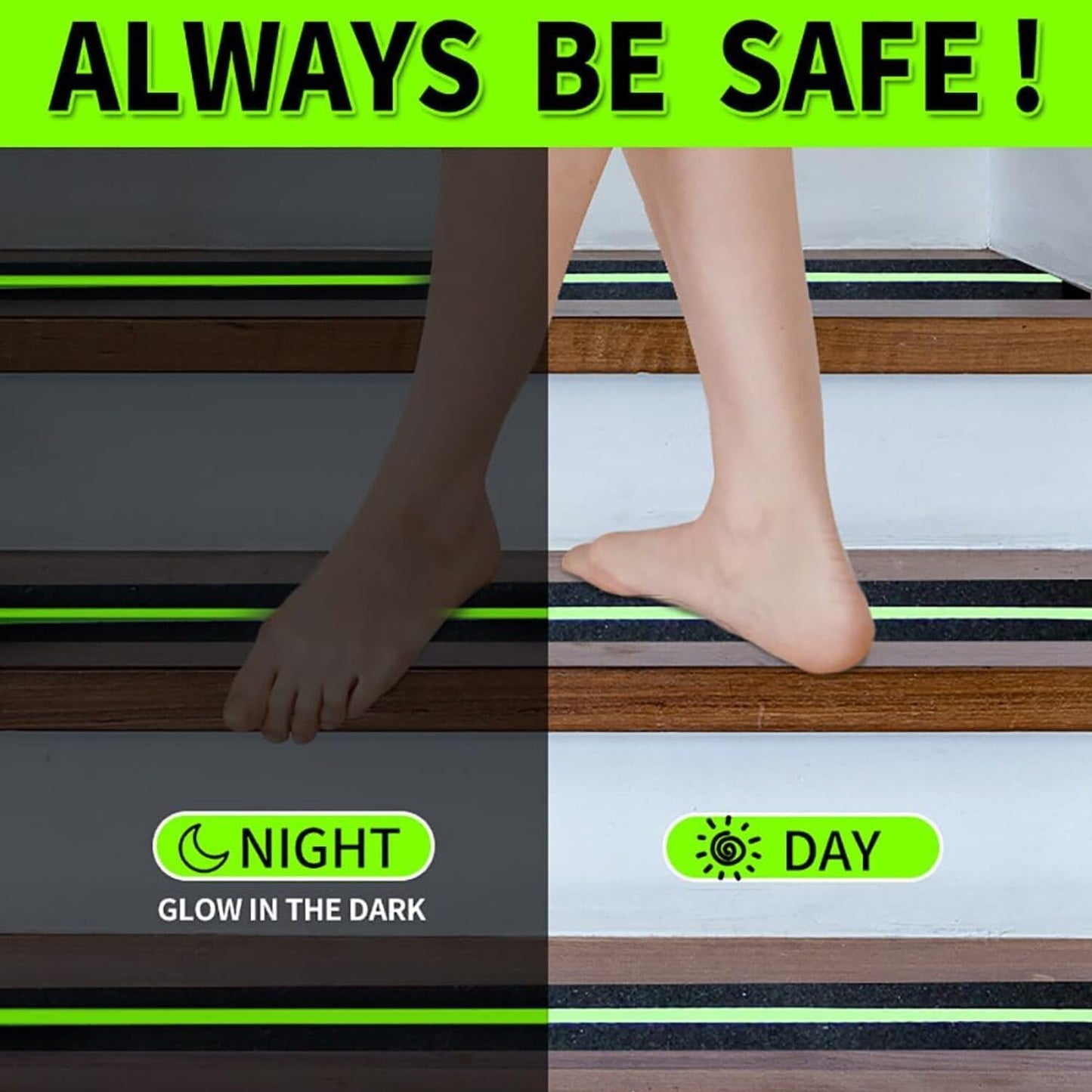 Anti Slip Glow Tape 5M x 5CM – Luminous Non Slip Safety Grip Tape for Stairs, Floors & Bathrooms