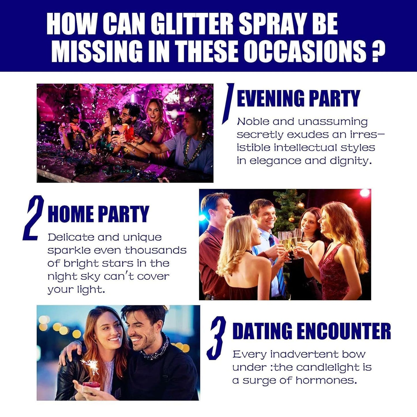 Shiny Glitter Spray 60ml – Long Lasting Body & Hair Sparkle Spray for Party, Wedding & Festival Glow