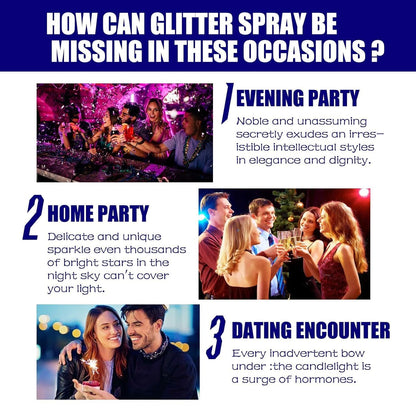 Shiny Glitter Spray 60ml – Long Lasting Body & Hair Sparkle Spray for Party, Wedding & Festival Glow
