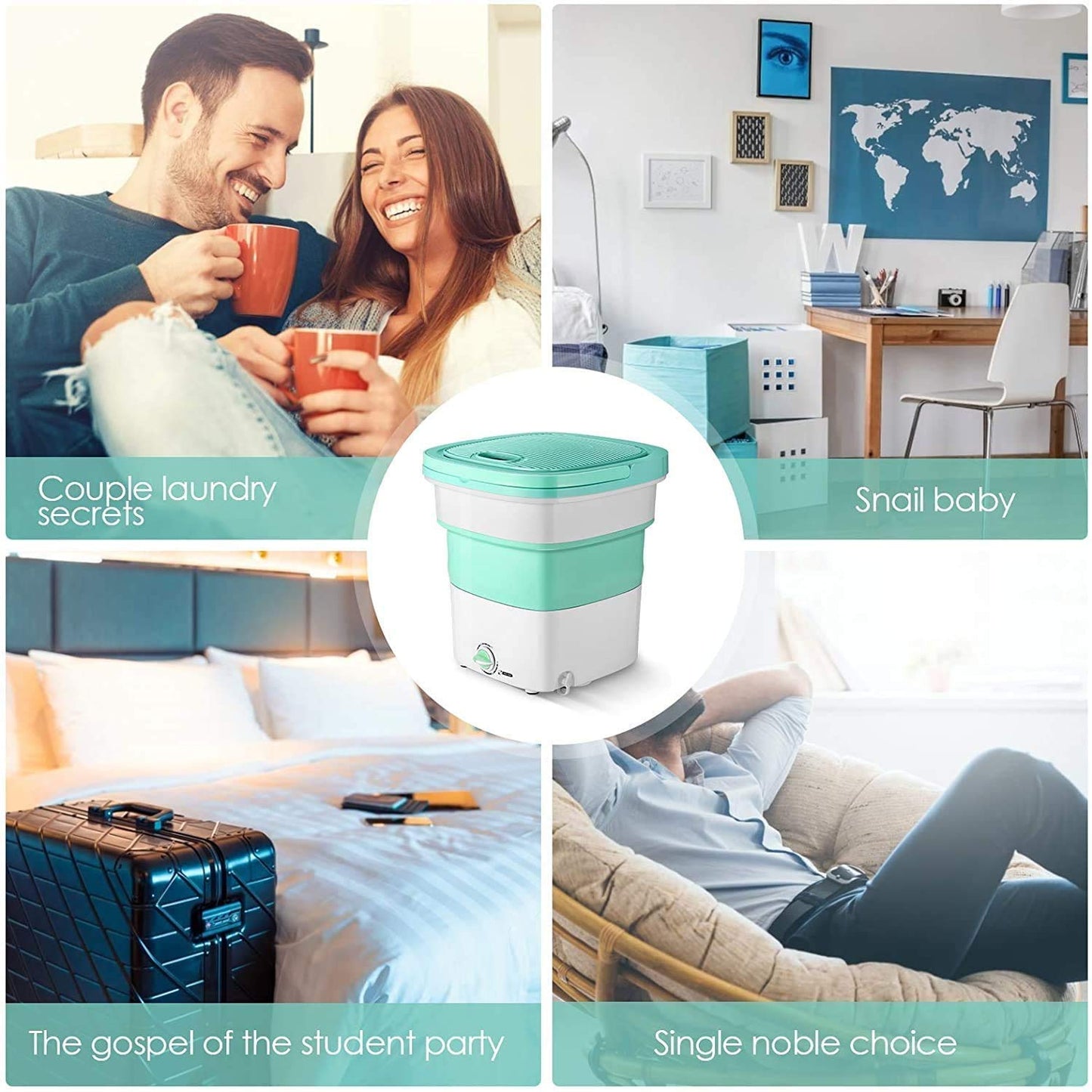 Foldable Mini Portable Washing Machine – Compact Laundry Washer for Travel, Home & Hostel