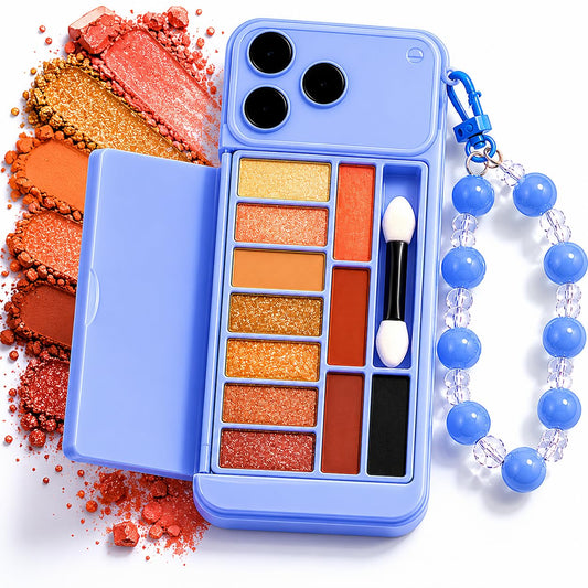 Cute Mini iPhone 17 Pro Makeup Style Eyeshadow Palette with Glitter & Matte Shades