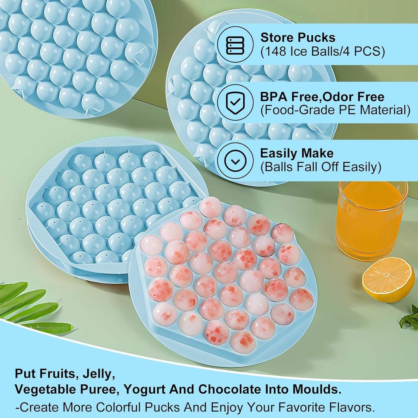 Round Ice Ball Tray – Silicone Ice Cube & Lollipop Mold for Juice, Whisky, Chocolate & Multipurpose Use