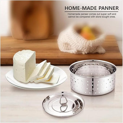 Stainless Steel Paneer Maker with Strainer & Lid
