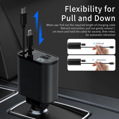 4-in-1 Fast Car Charger with Multi Charging Cables