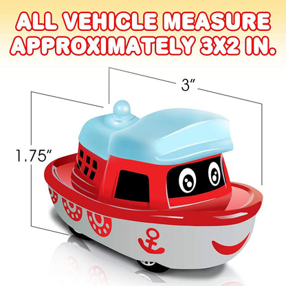 6 Pcs Metal Cartoon Vehicle Toy Set – Mini Bus, Train, Car, Plane & Boat for Kids