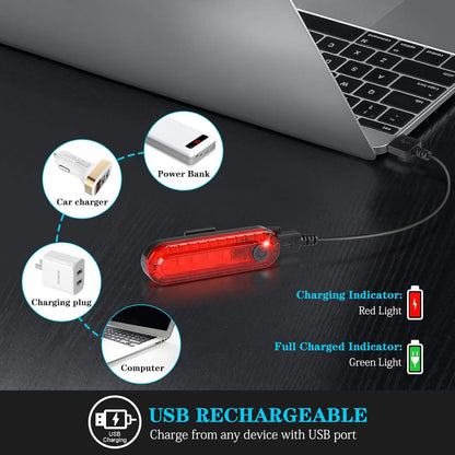 Rechargeable Bicycle Tail Light LED USB Charging Rear Safety Light