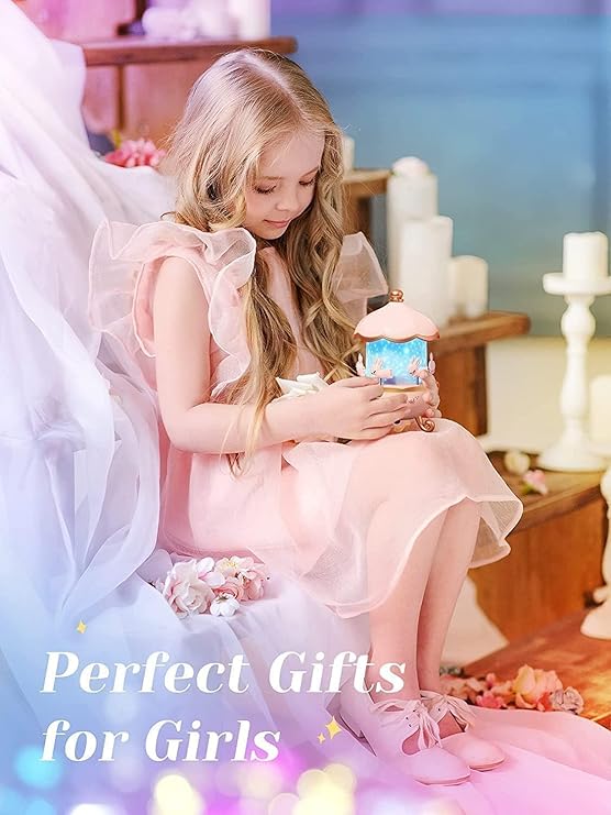 Rabbit Night Light Projector | Rotating Bunny Carousel LED Lamp & Starry Sky Projector for Kids Bedroom