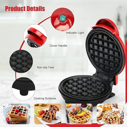 Compact Non-Stick Waffle Maker – Electric Round Waffle Machine for Home