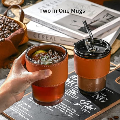 GLASS TUMBLER CUP WITH LID (400ML)