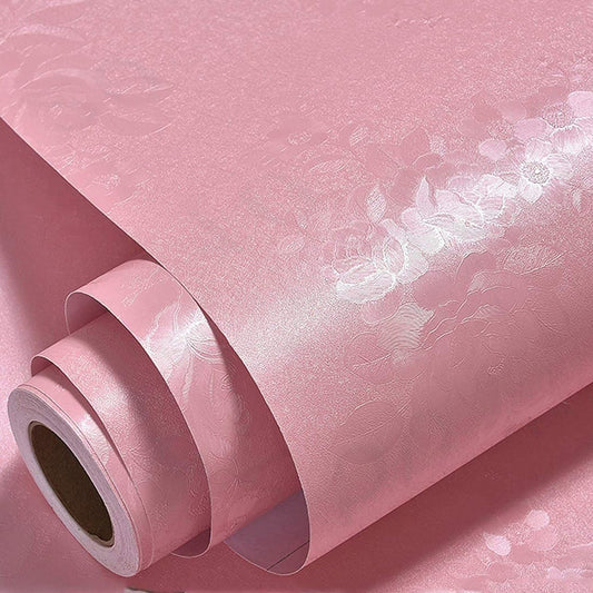 Marble Self Adhesive Design WallPaper(45X500 CM) (Pink Flower)