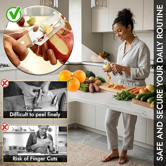 3 in 1 Stainless Steel Blade Peeler | Vegetable & Fruit Peeler