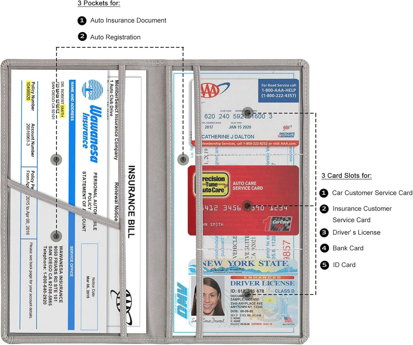 Premium Car Document Holder | RC Book, Insurance & Driving License Wallet Organizer