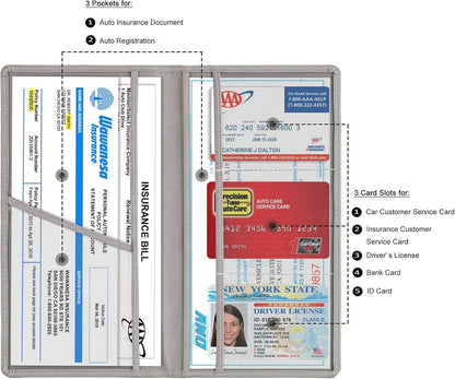 Premium Car Document Holder | RC Book, Insurance & Driving License Wallet Organizer