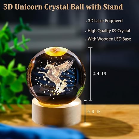 3D Galaxy Crystal Ball Night Lamp, Solar System Crystal Ball Night Light