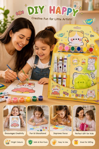 DIY Happy Cat Painting Kit for Kids | Color Paint Art & Craft Set