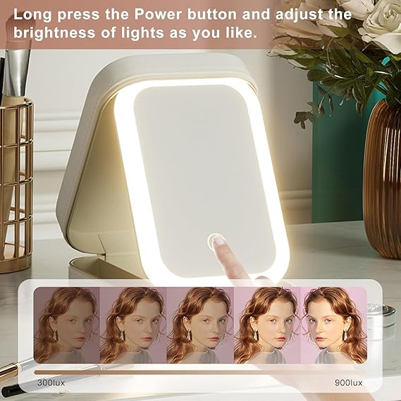 Portable LED Makeup Mirror Jewellery Storage Box