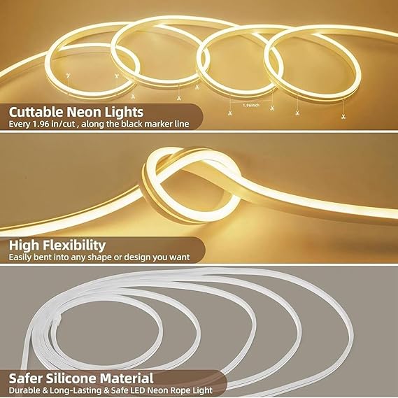 Warm White Neon LED Strip Light 1 Meter – Waterproof Flexible Rope Light