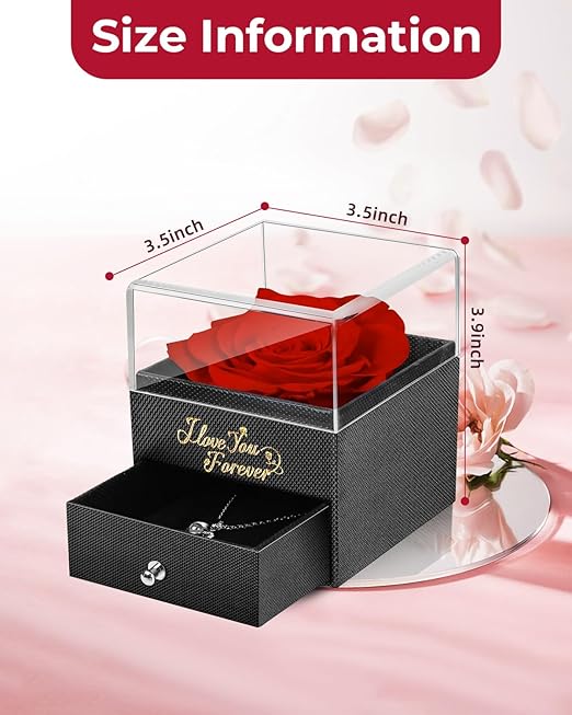 Eternal Love Rose Gift Box with Heart Projection Necklace