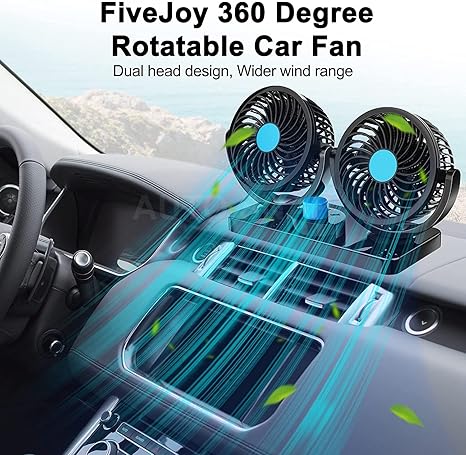 Portable Electric Car Cooling Fan – Dual Head Adjustable 12V Vehicle Air Circulation Fan