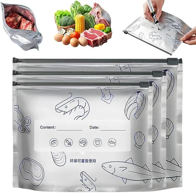30 Pcs Reusable Aluminum Foil Food Storage Bags – Leakproof Zip Lock