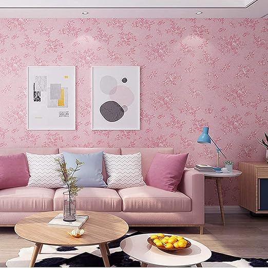 Marble Self Adhesive Design WallPaper(45X500 CM) (Pink Flower)